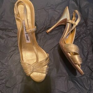 Gold Manolo Blahnik sandals 37